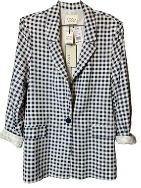 🆕 Stoosh Gingham Linen Blend Blazer Jacket
